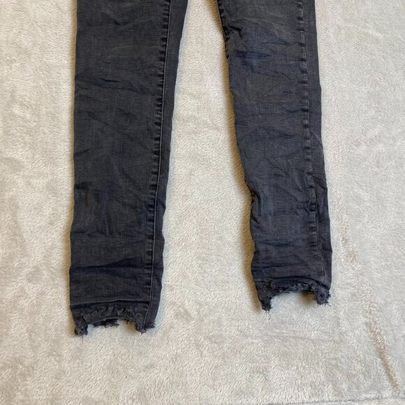 Madewell Womens Jeans Size 2 9" Mid-Rise Skinny Black Denim Distressed Hem - Picture 12 of 16
